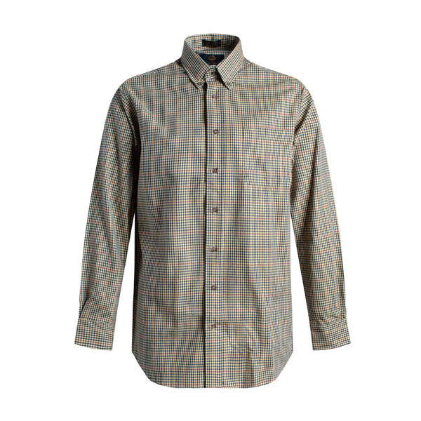 Tall Fit - Viyella Tan Check Long Sleeve Made in Canada