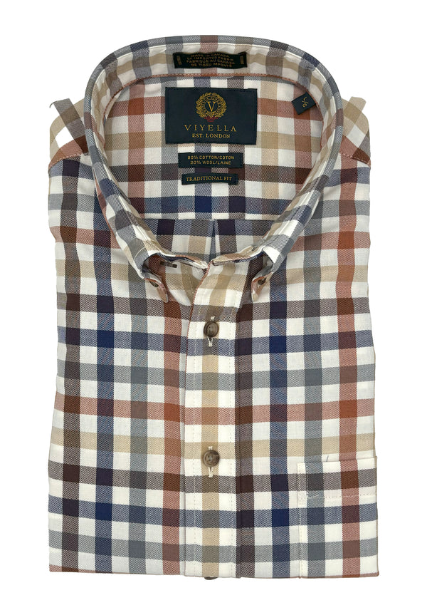 Viyella Multi Beige Check Made in Canada Shirt