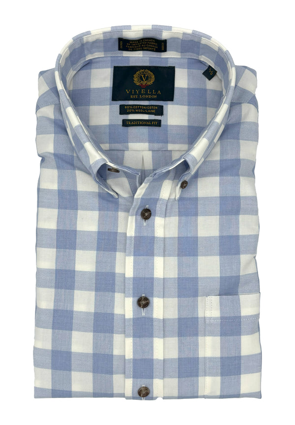 Viyella Light Blue Check Made in Canada Shirt