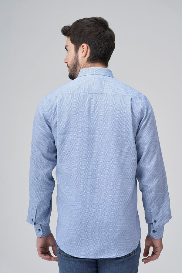 Leo Chevalier Non Iron Light Blue Circled Print Shirt