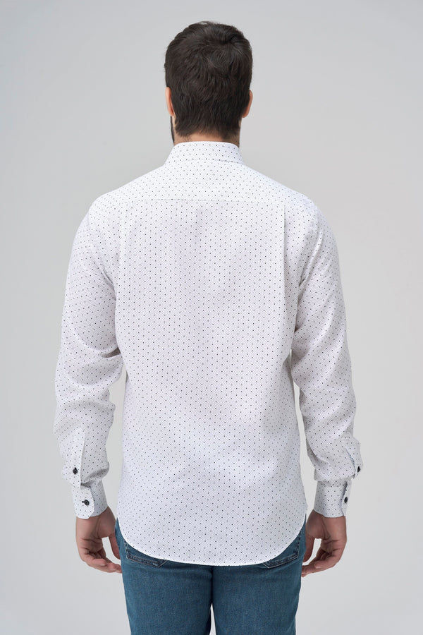 Leo Chevalier Non Iron White with Black Dots Shirt