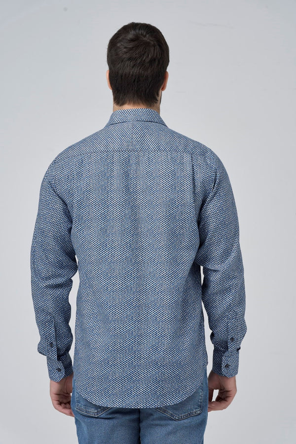 Leo Chevalier Non Iron Navy Circle Print Shirt