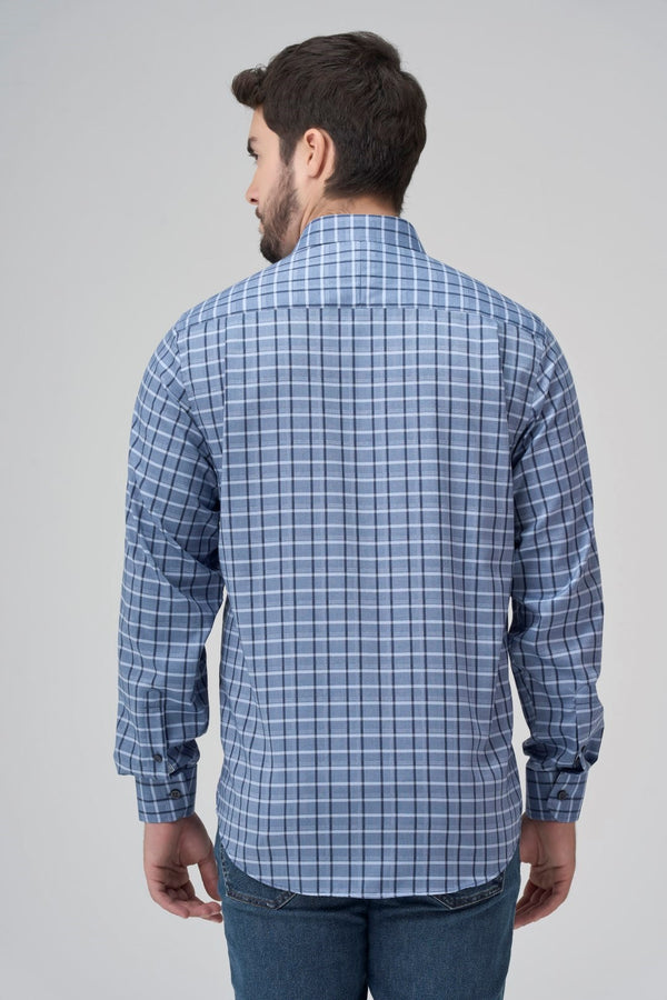 Leo Chevalier Non Iron Light Blue Check Shirt