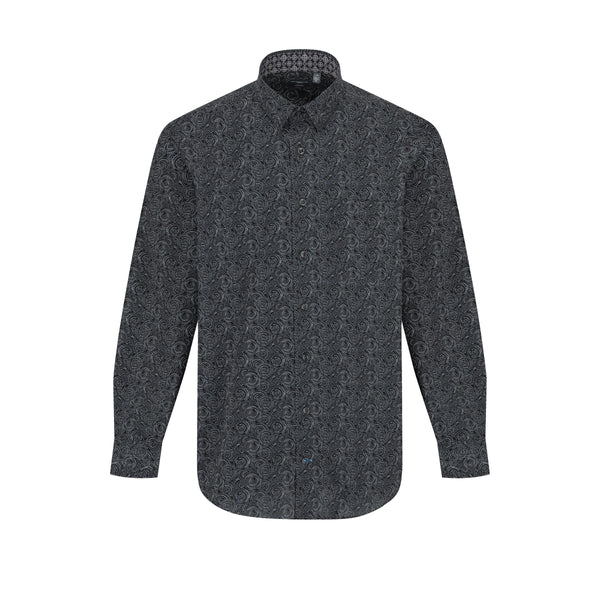 Chemise 100 % coton sans repassage avec imprimé cercle noir