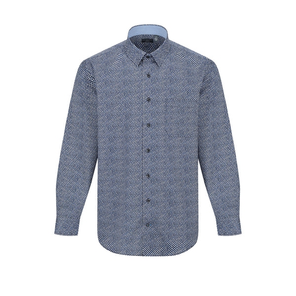 Leo Chevalier Non Iron Navy Circle Print Shirt