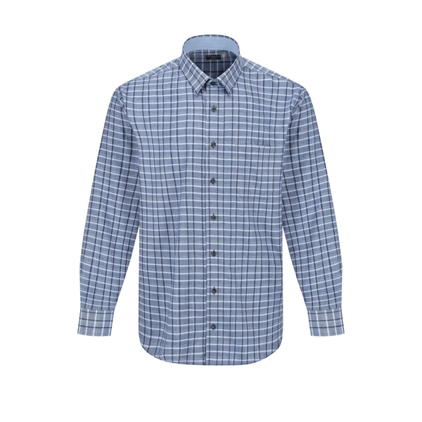 Leo Chevalier Non Iron Light Blue Check Shirt