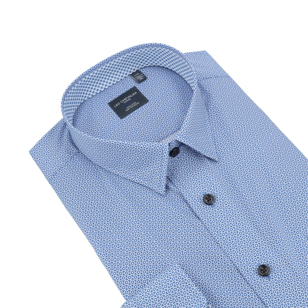 Leo Chevalier Non Iron Light Blue Circled Print Shirt