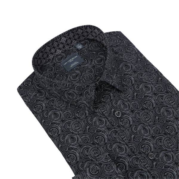 Chemise 100 % coton sans repassage avec imprimé cercle noir