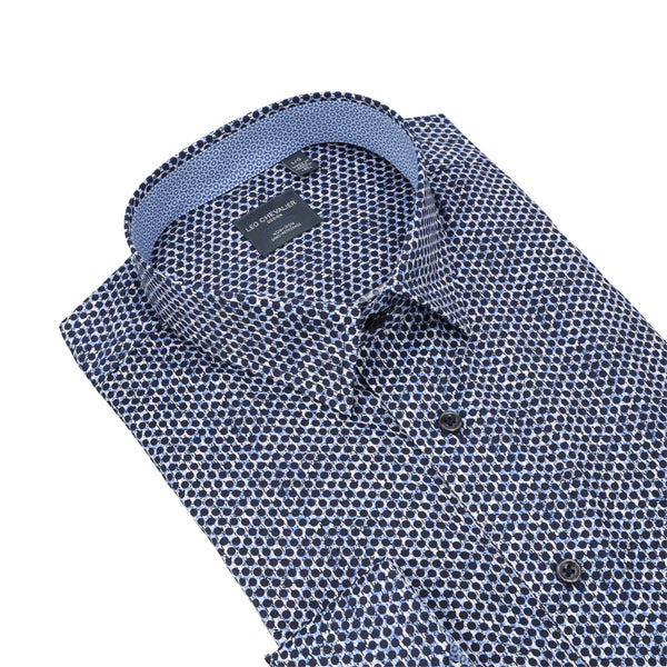 Leo Chevalier Non Iron Navy Circle Print Shirt