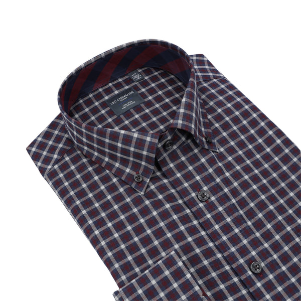 Leo Chevalier 100% Cotton Non-Iron Checkered Shirt