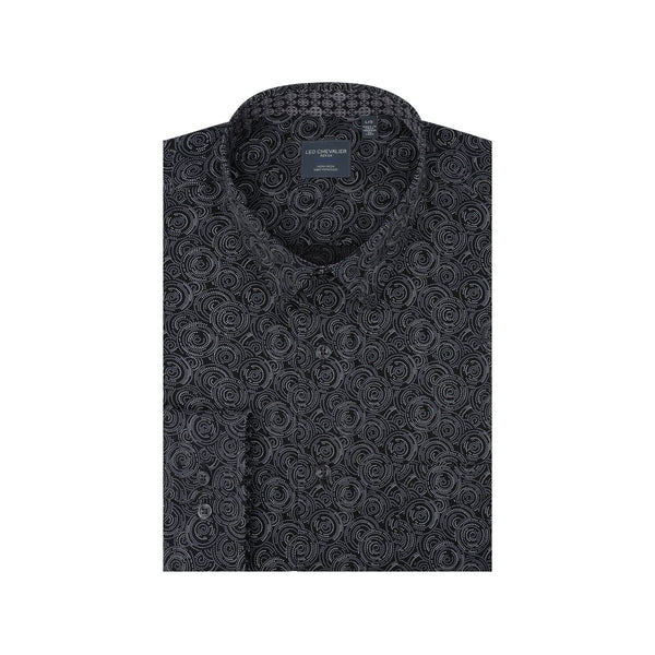 Chemise 100 % coton sans repassage avec imprimé cercle noir