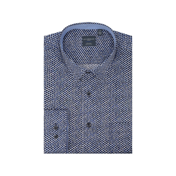 Leo Chevalier Non Iron Navy Circle Print Shirt