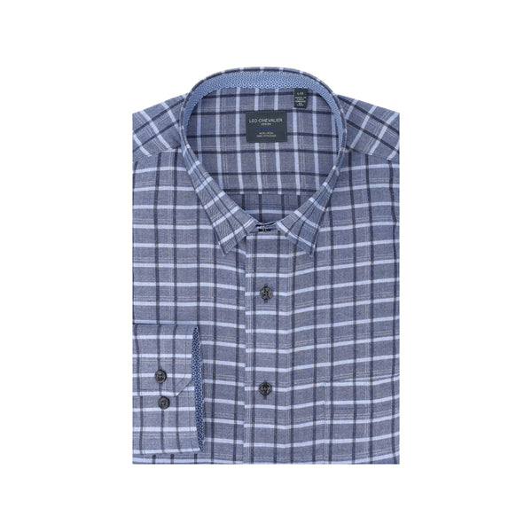 Leo Chevalier Non Iron Light Blue Check Shirt