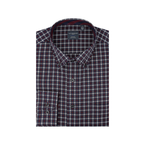 Leo Chevalier 100% Cotton Non-Iron Checkered Shirt