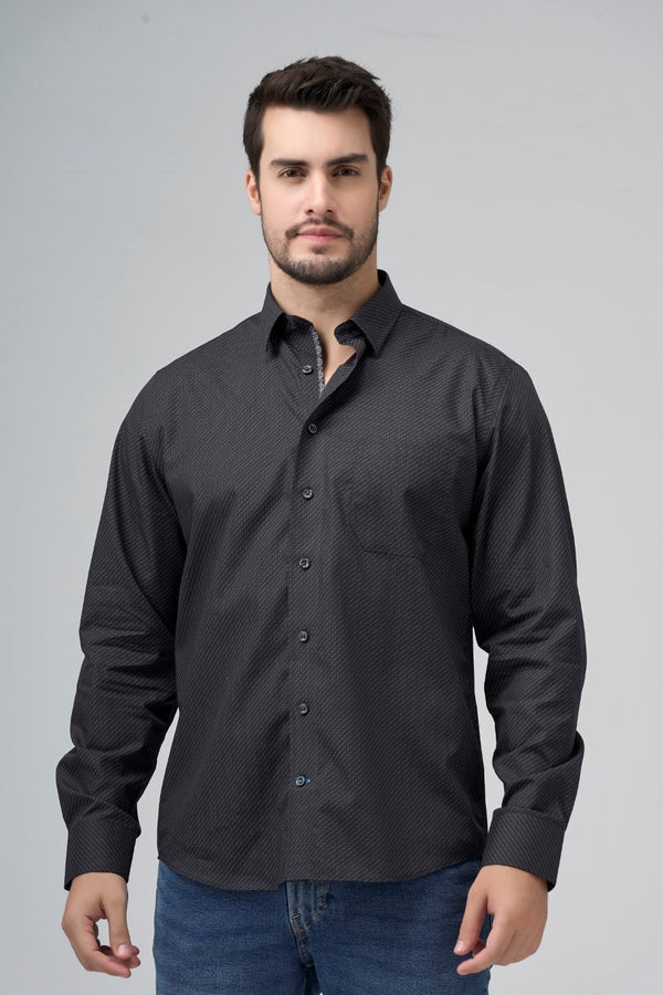 Chemise noire avec imprimé blanc 100 % coton sans repassage