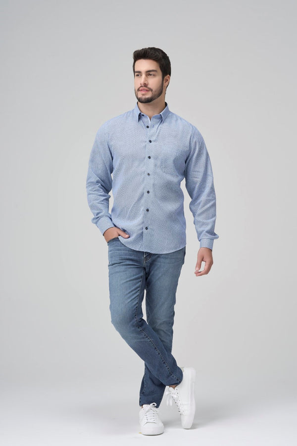 Leo Chevalier Non Iron Light Blue Circled Print Shirt