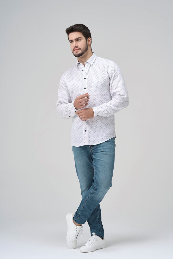 Leo Chevalier Non Iron White with Black Dots Shirt