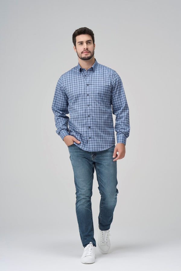 Leo Chevalier Non Iron Light Blue Check Shirt