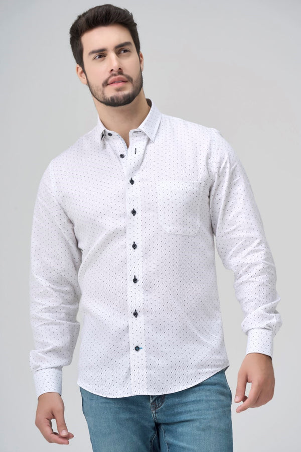 Leo Chevalier Non Iron White with Black Dots Shirt