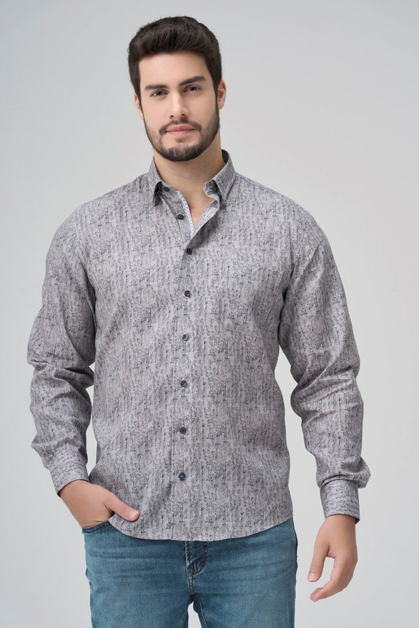 Chemise à imprimé cercles brumeux 100 % coton sans repassage Leo Chevalier