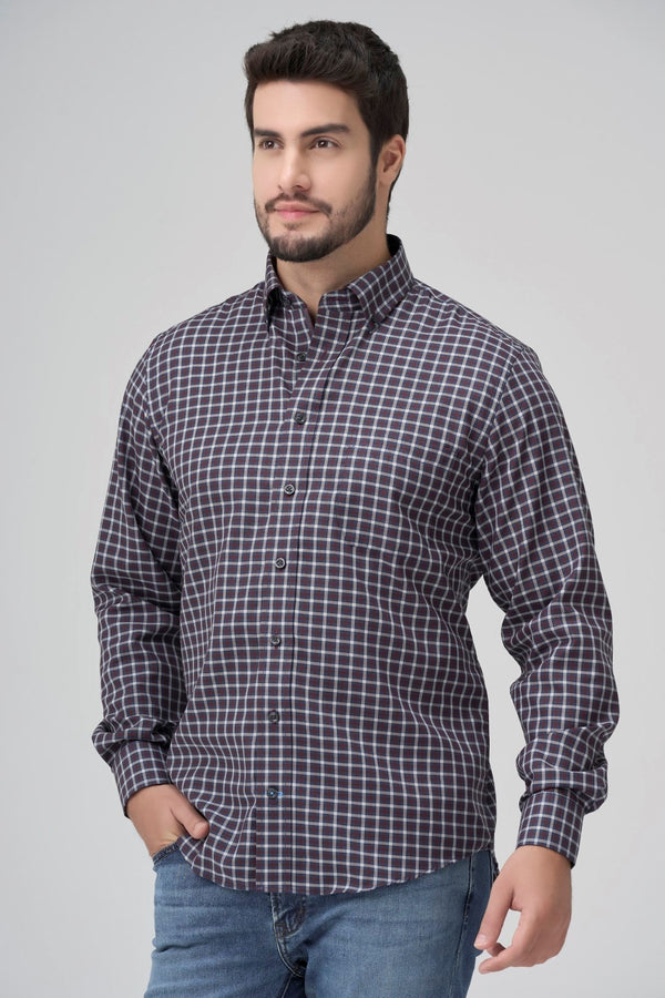 Leo Chevalier 100% Cotton Non-Iron Checkered Shirt