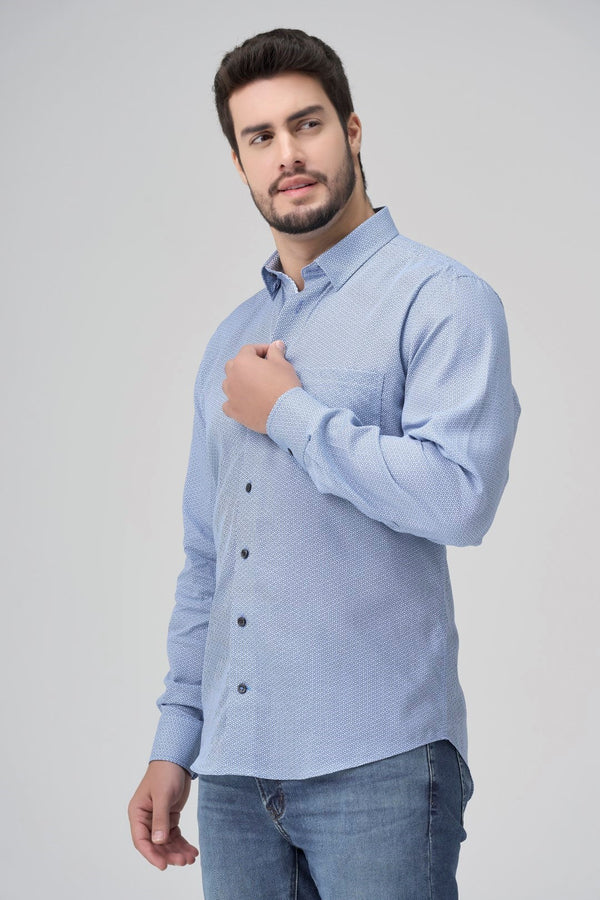 Leo Chevalier Non Iron Light Blue Circled Print Shirt