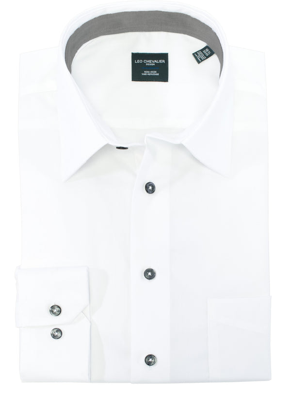 Leo Chevalier 100% Cotton Non-Iron Textured Dress Shirt