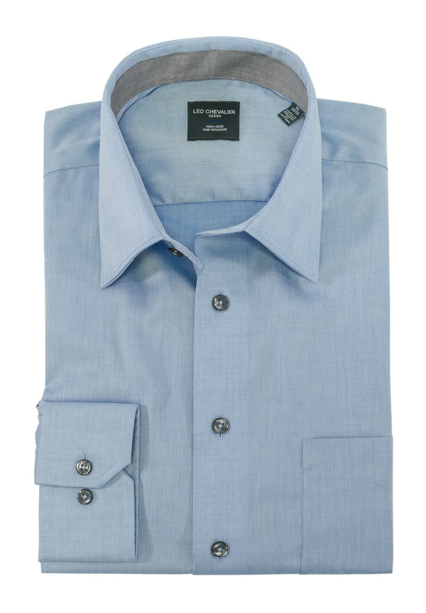 Leo Chevalier 100% Cotton Non-Iron Textured Dress Shirt