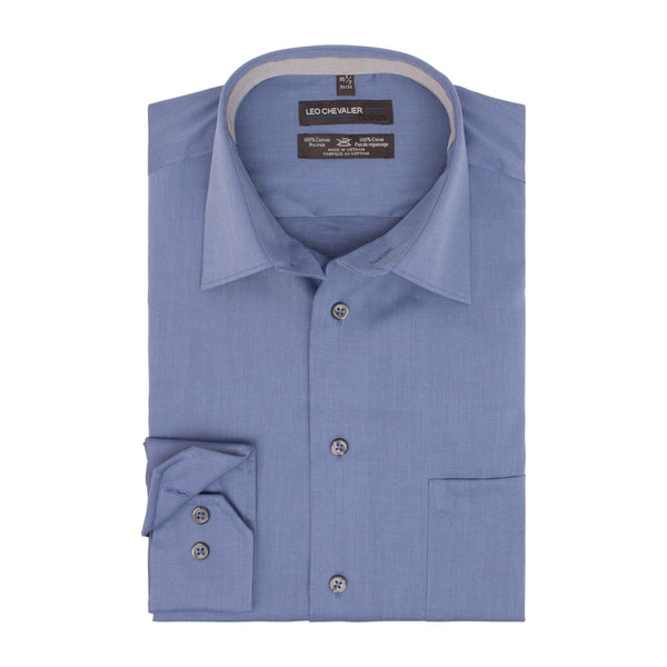 Leo Chevalier 100% Cotton Non-Iron Textured Dress Shirt