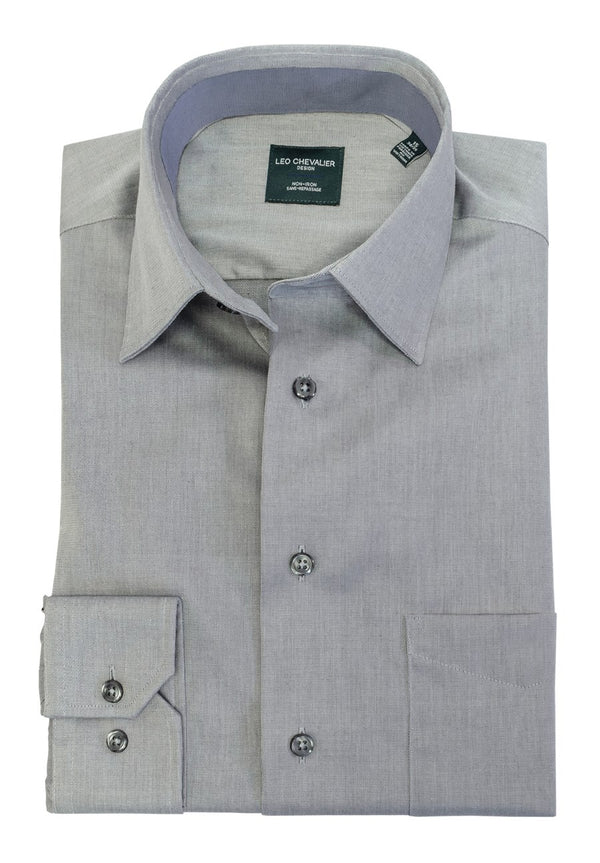 Leo Chevalier 100% Cotton Non-Iron Textured Dress Shirt