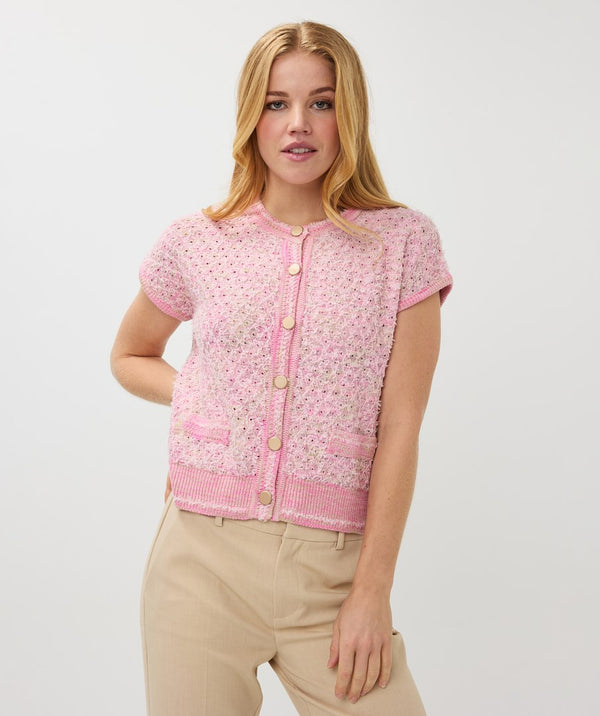 Esqualo Pink Cardigan with Cap Sleeves