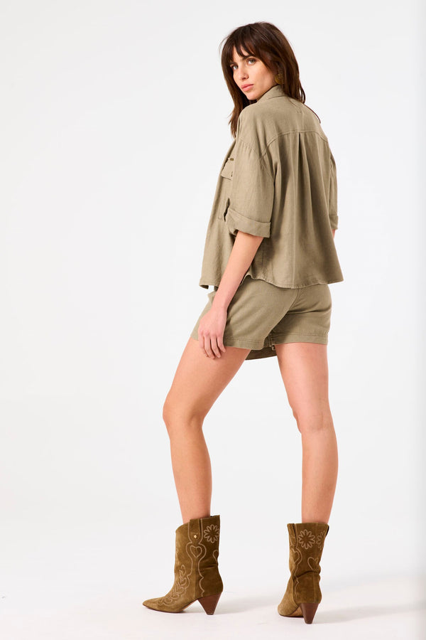 Garcia Ladies Summer Olive Linen Shirt