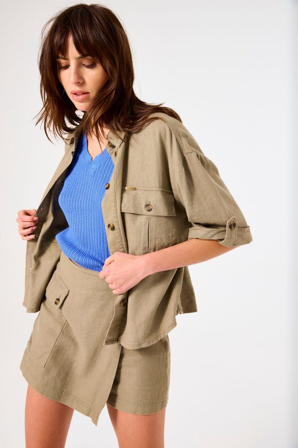 Garcia Ladies Summer Olive Linen Shirt