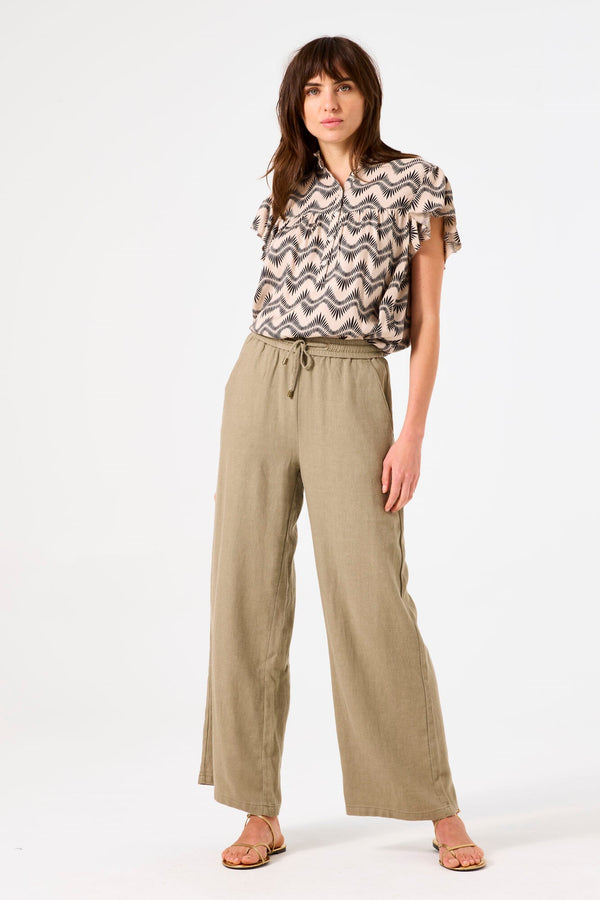 Garcia Ladies Linen Stretch Khaki Pants