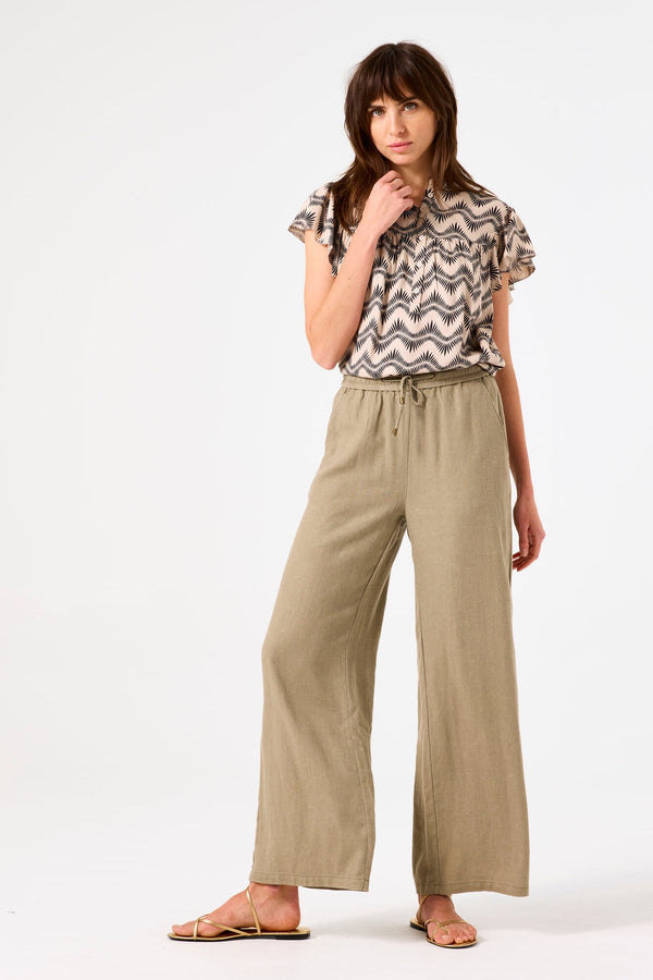 Garcia Ladies Linen Stretch Khaki Pants