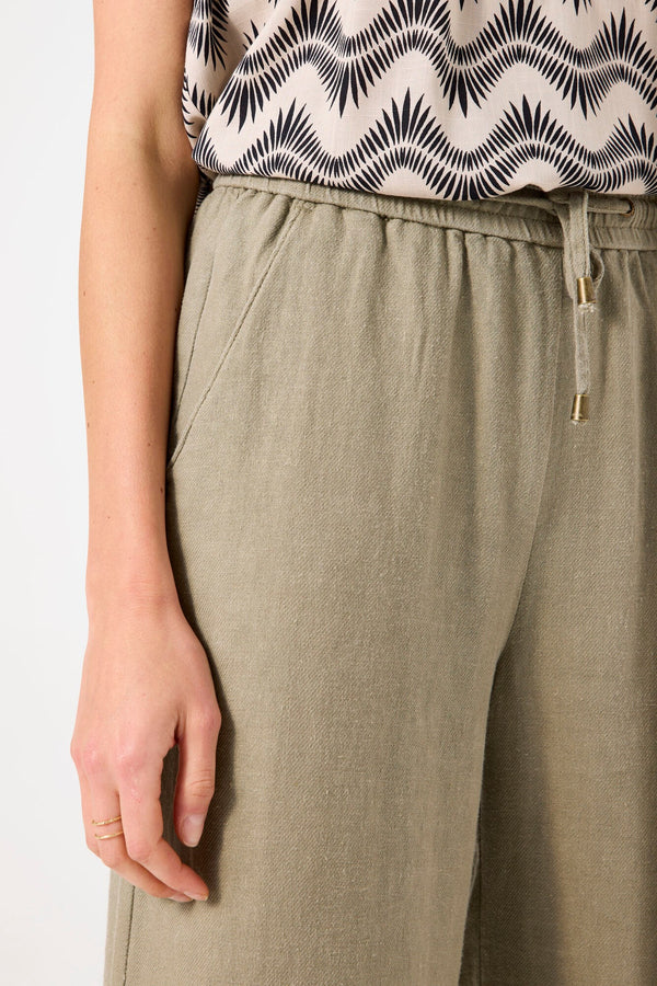 Garcia Ladies Linen Stretch Khaki Pants