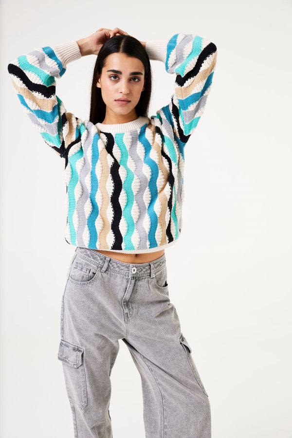 Garcia Patterned Vertical Stripe Sweater