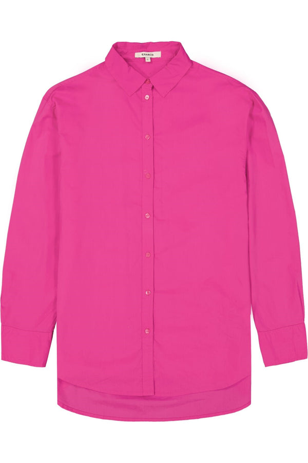 Garcia Ladies Long Solid Pink Blouse