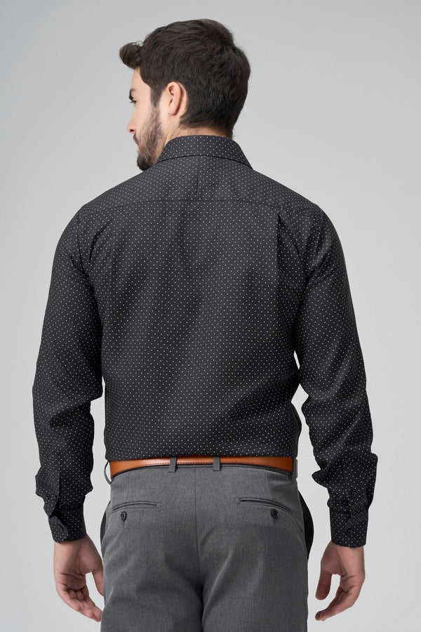 Leo Chevalier Adjusted Fit Black with White Dot Dress Shirt