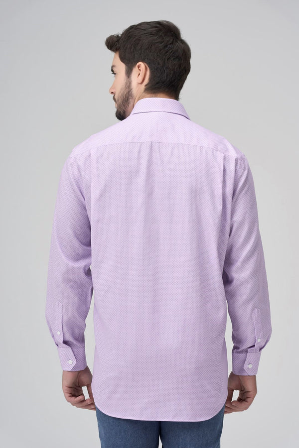 Leo Chevalier 100% Cotton Mauve Print Non-Iron Dress Shirt