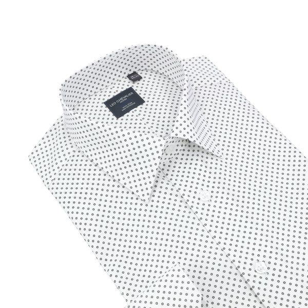 Leo Chevalier Non Iron White with Black Dots Dress Shirts