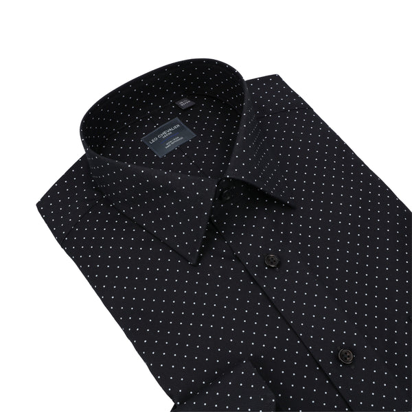 Leo Chevalier Non Iron Black with White Dots Dress Shirt