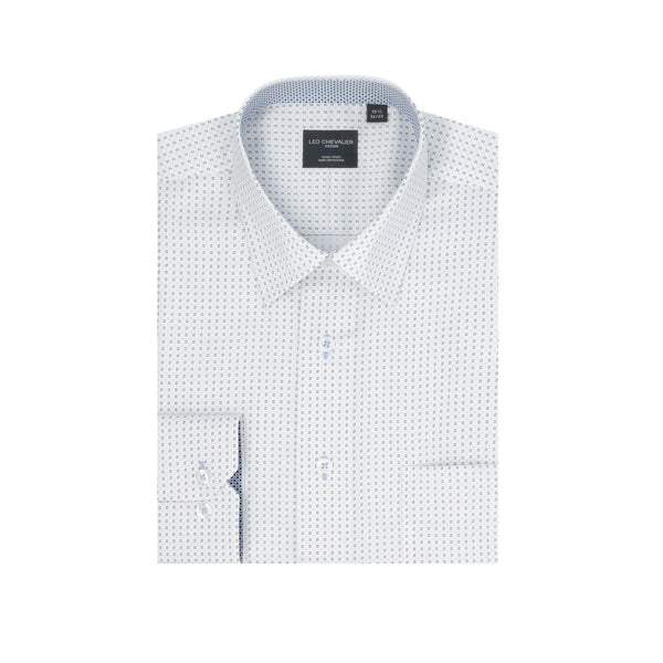 Leo Chevalier 100% Cotton Square Pattern Non-Iron Dress Shirt