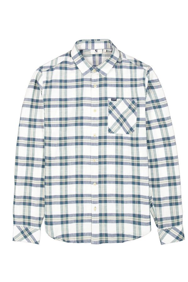 Garcia Long Sleeve White and Blue Plaid Shirt