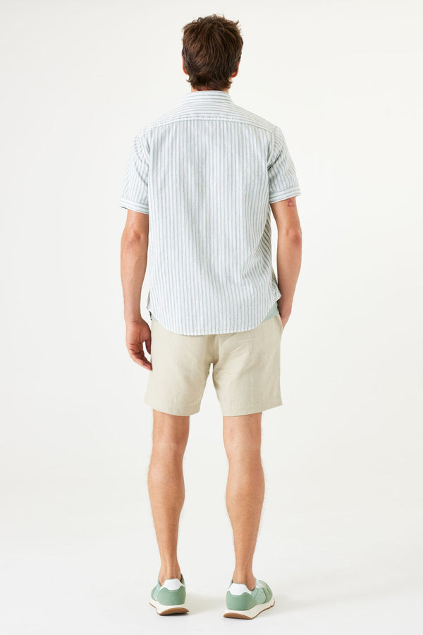 Light Green Striped Short Sleeve Shirt