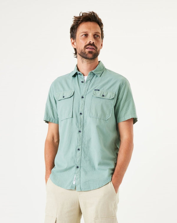 Light Sage Green Short Sleeve Shirt with Chest Pockets