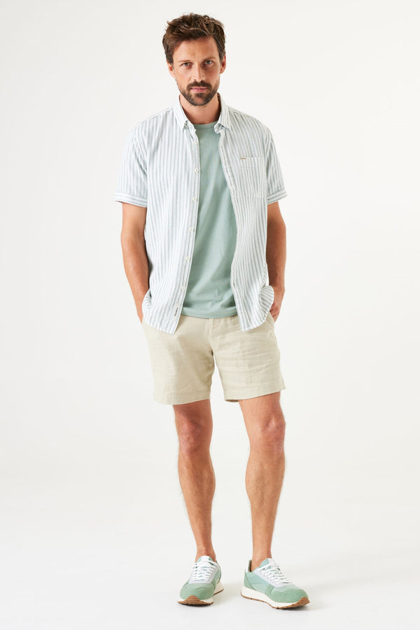 Light Green Striped Short Sleeve Shirt