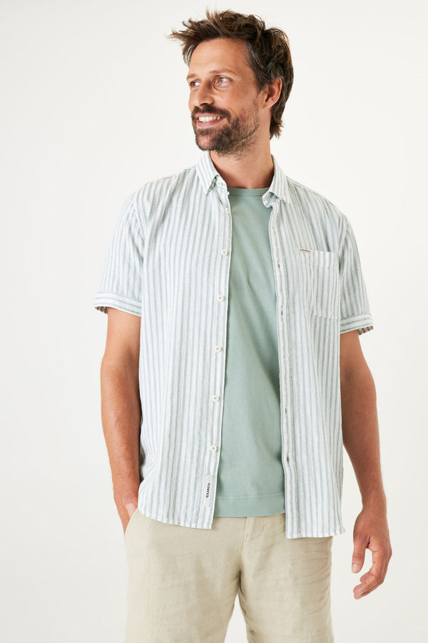 Light Green Striped Short Sleeve Shirt