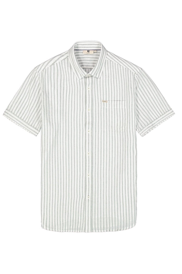 Light Green Striped Short Sleeve Shirt