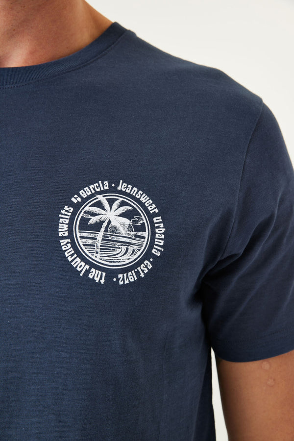 T-Shirt with Palm Tree Chest Logo